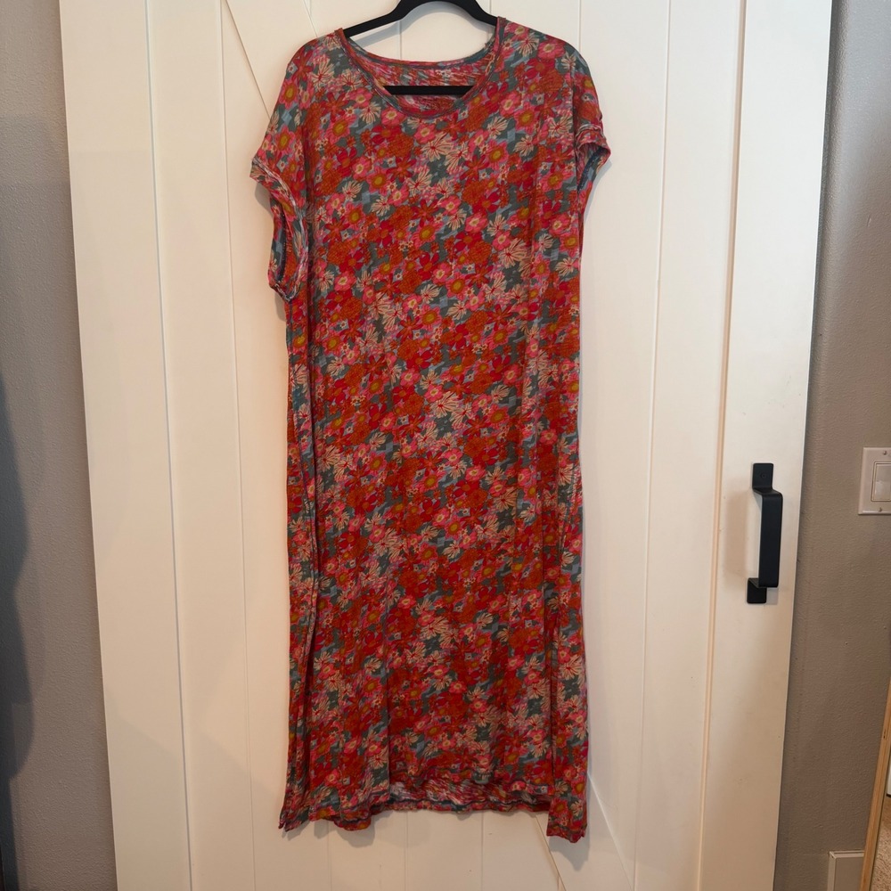 Natural Life Frankie Floral Cotton T-Shirt Dress Women's XL
